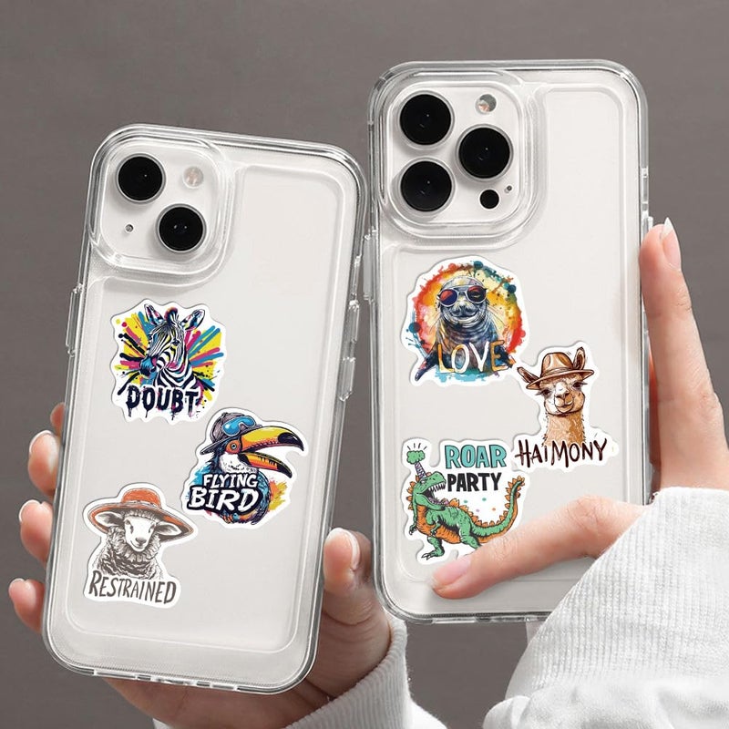 YOKSAS 50-Piece Motivational Watercolor Animal Sticker Pack â€“ Artistic Wildlife Decals with Positive Messages for Laptops, Water Bottles, Scrapbooking, Journals - Image 5